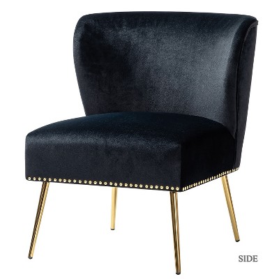 Karat Home | Simon Accent Chair Living Room Armless Chair Wooden Upholstery Side Chair with Metal Base