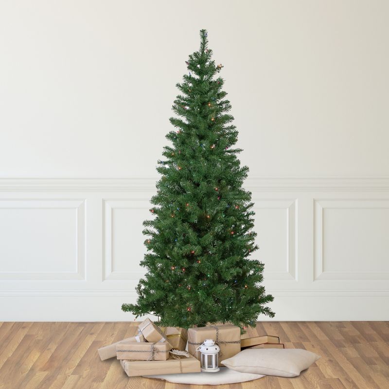 Northlight 6' Pre-Lit Wilson Pine Slim Artificial Christmas Tree, Multi Lights, 3 of 9