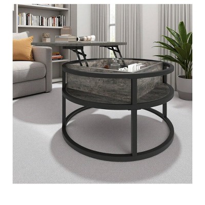 Coffee Tables for Living Room, Round Lift Top Coffee Table with Storage and Hidden Compartment, Small Circle Coffee Table Grey