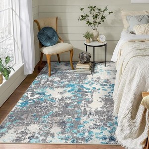Acekool Modern Washable Rug 8x10: Non-Slip Stain Resistant Carpet for Living Room, Bedroom, Nursery – Fuchsia/Green - 1 of 4