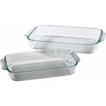 Pyrex Basics 2 Quart Glass Oblong Baking Dish Set, Clear 7 x 11 inch (Pack of 2)