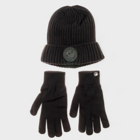 Canada Weather Gear Men s Winter Hat And Gloves Set Warm Knitted Beanie With Thermal Push Lining Gloves Target