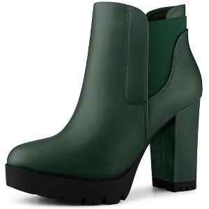 Perphy Women's Round Toe Lightly Padded Platform Block High Heels Chelsea Boots - 1 of 3