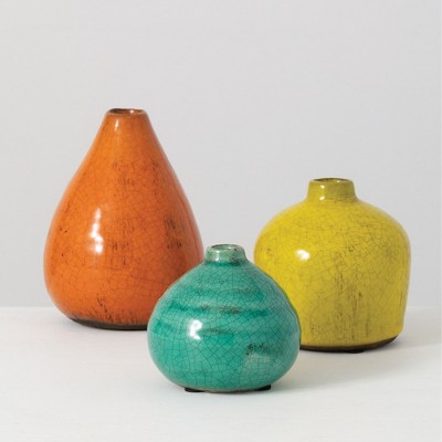 Sullivans Set 3 Small Ceramic Vases 3"H, 4"H & 5"H