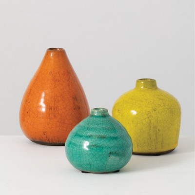 Sullivans Set 3 Small Ceramic Vases 3"H  4"H & 5"H