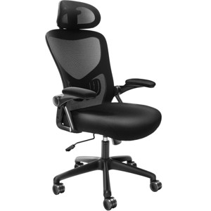 Ergonomic Office Chair Adjustable Lumbar Support Mesh Back Flip-Up Arms for Home Office -3irtyhousy - 1 of 4