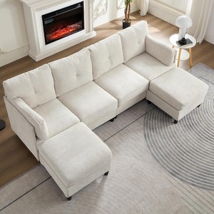 Mjkone 89" U Shaped Sectional Couches with Storage Ottoman - 1 of 4