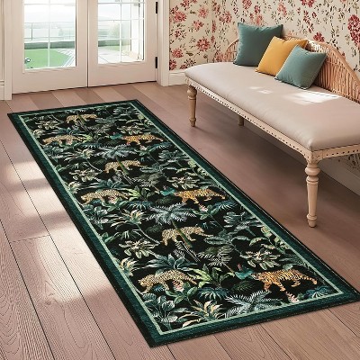 Washable Tiger Print Rug - Non-Slip Low Pile, Stain-Resistant Jungle Animal Carpet for Living Room, Bedroom & Office