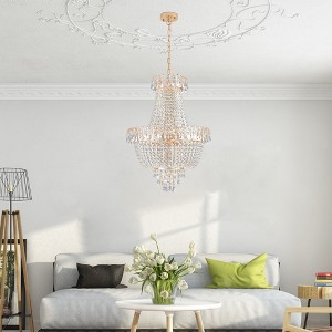 DOMETOUR Gold Crystal Chandeliers, Large Luxury Ceiling Lighting for Living Room, Dining Room, Bedroom, Hallway (Without Bulb) - 1 of 4