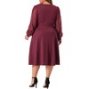 Agnes Orinda Women's Plus Size Swiss Dots Pattern Sleeves V Neck Midi Flowy A-Line Dress - 4 of 4
