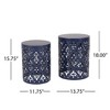 CAVINAS 2-Pack Cylindrical Shape Patio Side Table with Floral-inspired Pattern, Iron-cut Outdoor End Table for Patio, Patio End Tables/Outdoor Table - 3 of 4