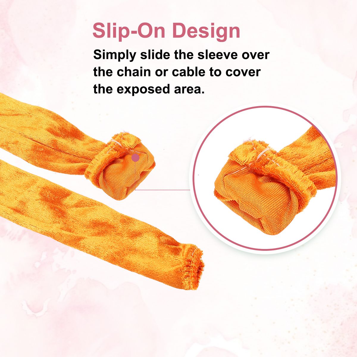 Unique Bargains Chandelier Chain Cord Cover, Fabric Cord Covers in Linen Fabric 2 Ft Orange - thumbnail 3