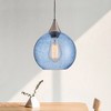 Dewdrop Blue Glass Pendant Light Modern Seeded Globe Hanging Ceiling Fixture for Kitchen Island Dining Room - 2 of 4