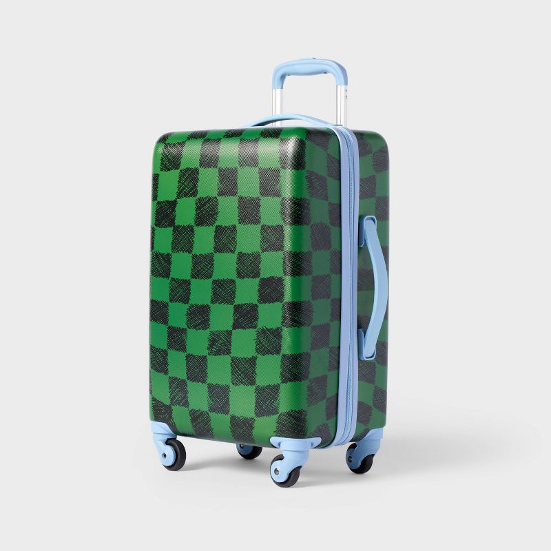 Carry On Checkered Spinner Wheels Suitcase Green - Cat & Jack™️