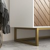 ORRDWhite and Gold Storage Cabinet with 2 Doors, Modern Buffet Sideboard with Herringbone Pattern for Kitchen, Dining Room & Entryway - 3 of 4