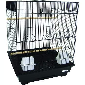 YML A5924 3/8 inches Bar Spacing Flat Top Small Bird Cage Black 18 inches x 18 inches