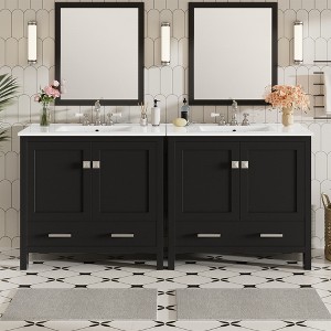 Whisen 30 in. Bathroom Storage Cabinet Bathroom Vanity with 2 Soft Closing Doors and Drawer - 1 of 4