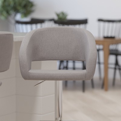 Gray Fabric and Chrome Adjustable Swivel Bar Stool