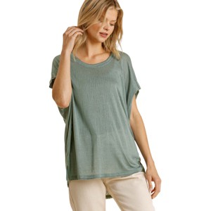 Slickblue Sheer Dolman Sleeve Scoop Neck Top for Women – Ivory – Side Slit – Casual & Relaxed Wear - S - 1 of 4