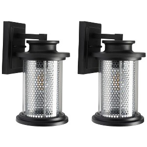 Queren 7.67" Outdoor Sconce (Set of 2) - PLT7024 - Black - Safavieh - 1 of 4