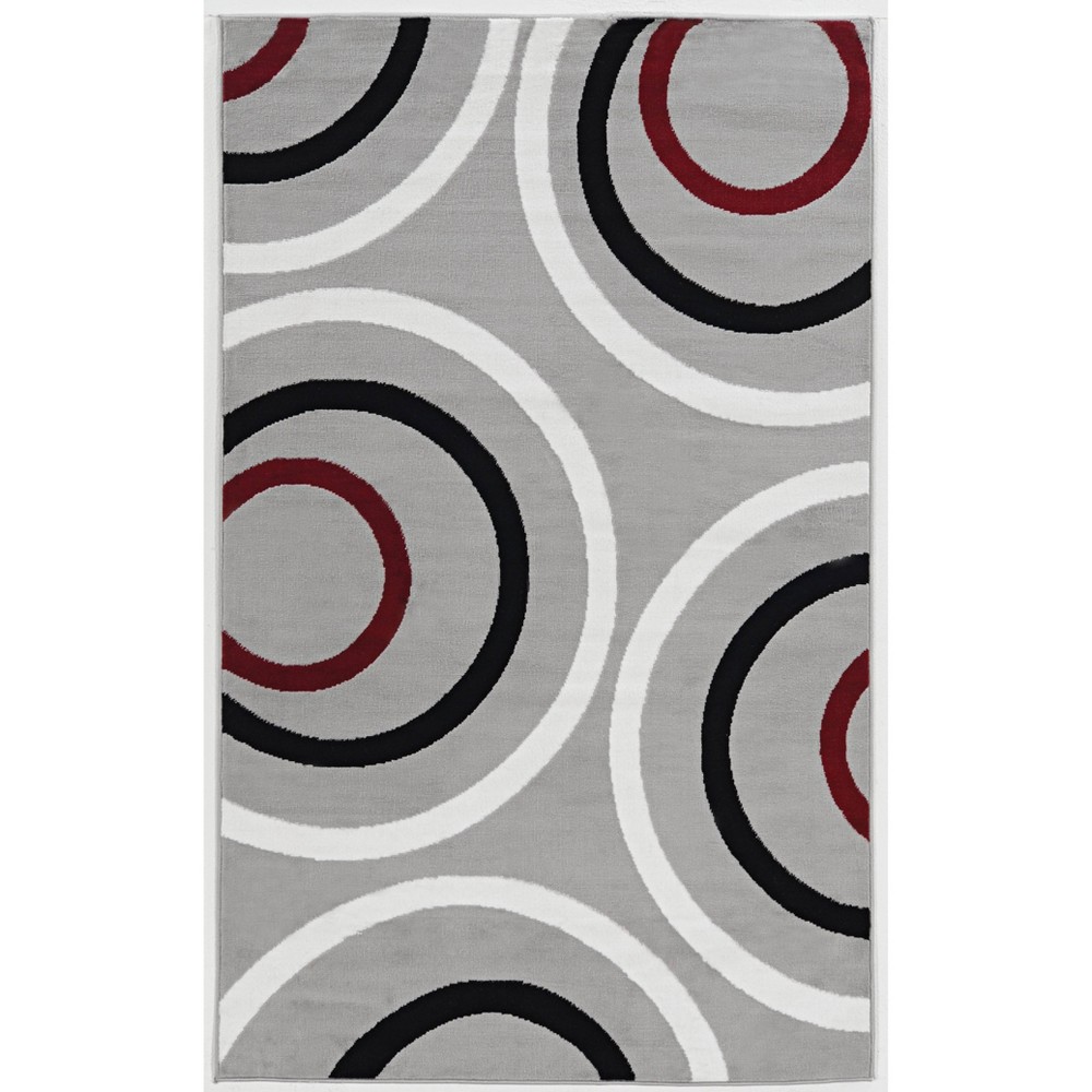 Photos - Doormat Linon 4'8"x7'6" Capri Circles Pattern Rug White  