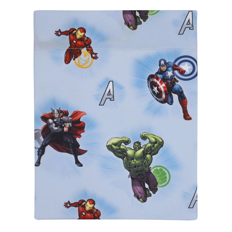 Marvel Avengers Fight the Foes Blue, Red, Green Hulk, Iron Man, Thor, Captain America 4 Piece Toddler Bed Set, 4 of 7