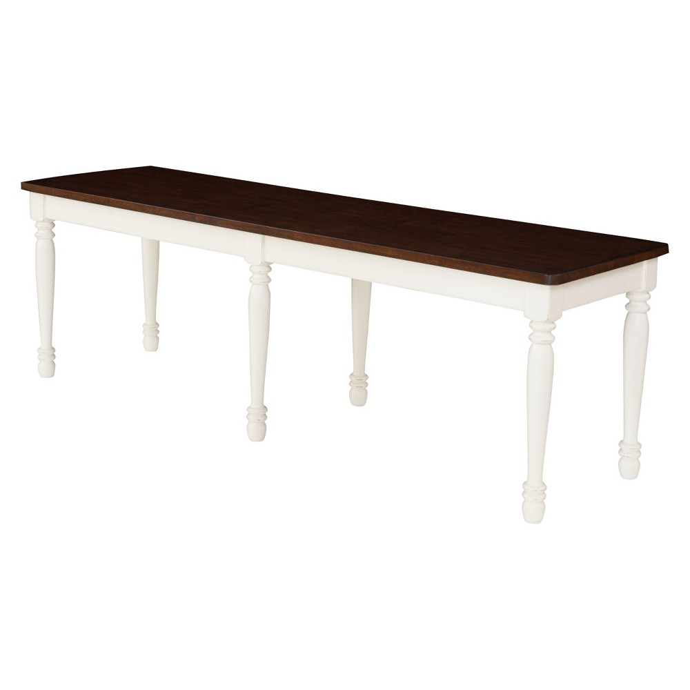 Photos - Pouffe / Bench Crosley Shelby Dining Bench White - : Traditional Hardwood, Antique Finish, 2-Seater, Solid Rectangle, 300 lbs Capacity 