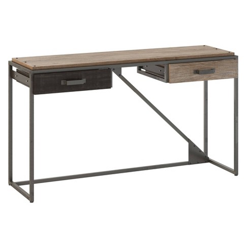 Refinery Console Table With Drawers, Gray Rustic Console Table