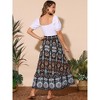 INSPIRE CHIC Women's Floral Skirts High Waist A Line Boho Maxi Skirt - 4 of 4