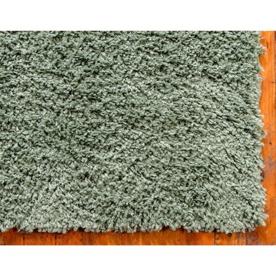 Sage Green Rectangular Shag Indoor Area Rug