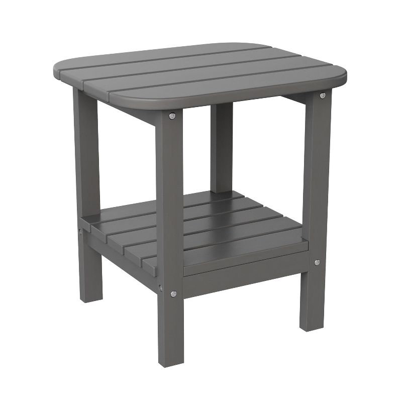 Emma and Oliver Two Tier Polyresin Adirondack Side Table - All-Weather for Indoor/Outdoor Use, 1 of 11