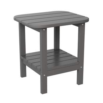 Emma and Oliver Two Tier Polyresin Adirondack Side Table - All-Weather for Indoor/Outdoor Use