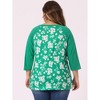Agnes Orinda Women's Plus Size Round Neck 3/4 Raglan Sleeves Floral Printed Dressy Casual Peasant Tops - 4 of 4