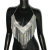 Women Sexy Metal Draped Collar Chain Draped Neck Backless Camisole Night Club String Bikini Swimwear - 2 of 3
