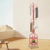 YIYIBYUS Modern Metal Coat Rack Stand with Double Layer Basket, Freestanding Coat Rack with 12 Hooks - 2 of 4