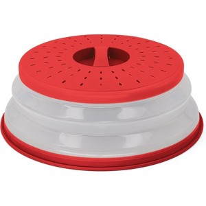 Microwave Cover for Food, Collapsible Microwave Splatter and Plate Covers Easy Grip Lid and Food Strainer, Dishwasher Safe, 10.5", Grey - By Rampro - 1 of 4