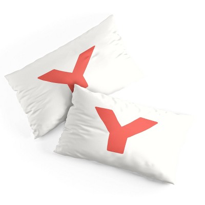 Deny Designs King April Lane Art Block Red Monogram Y Microfiber Printed Pillow Sham
