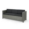 Outdoor Sofa, Single Sofa, Water-Resistant Cushions, Woven Texture, Sofa for 3 People, Iron Frame, Armless Sofa-Coolbibila - 4 of 4