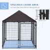 57'' Outdoor Dog Kennel with Roof Heavy Duty Steel Pet Playpen with Lockable Door and UV Water Resistant Canopy for Backyard,Black - LAOTIES - 4 of 4