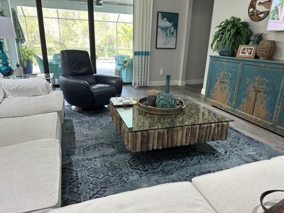 5'x7' Overdyed Area Rug Turquoise - Threshold™ : Target