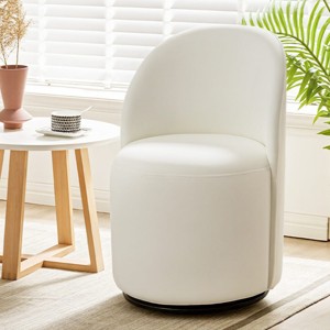 1 Piece Modern Barrel Velvet Upholstered Dining Room Chair,360° Swivel Round Armless Accent Chair for Small Spaces or Living Room-Coolbibila - 1 of 4