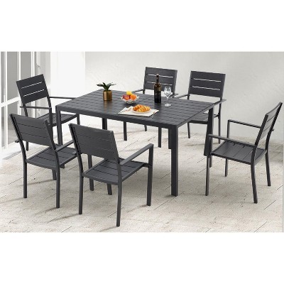 Cesicia Modern 7-Piece Black Dining Table Set with Dining Chairs for 6