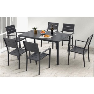 Cesicia Modern 7-Piece Black Dining Table Set with Dining Chairs for 6 - 1 of 4
