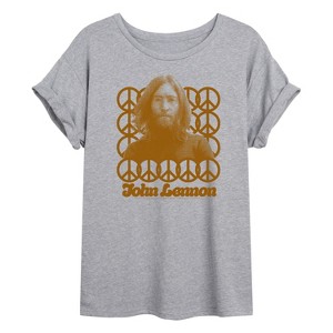 Women's - John Lennon - Lennon Peace Portrait Oversized Graphic T-Shirt - 1 of 4