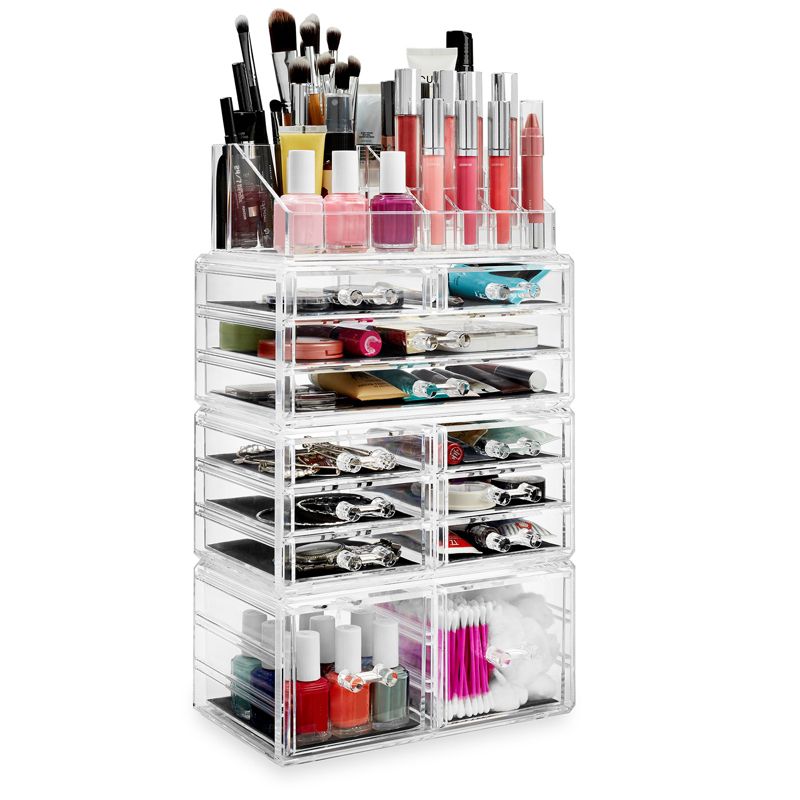 Casafield Makeup Cosmetic Organizer & Jewelry Storage Display Case, Clear Acrylic Stackable Storage Drawer Set, 3 of 8