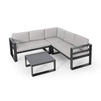 Dursley 4pc Aluminum Sofa Sectional Set - Gray/Beige - Christopher Knight Home