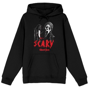 Ghostface Scary Long Sleeve Men's Black Hooded Sweatshirt - 1 of 3