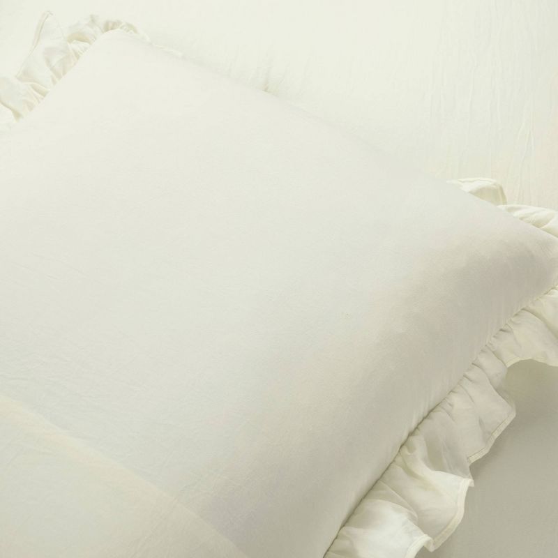 3pc Ella Shabby Chic Ruffle Lace Comforter Set Ivory - Lush Décor, 6 of 8