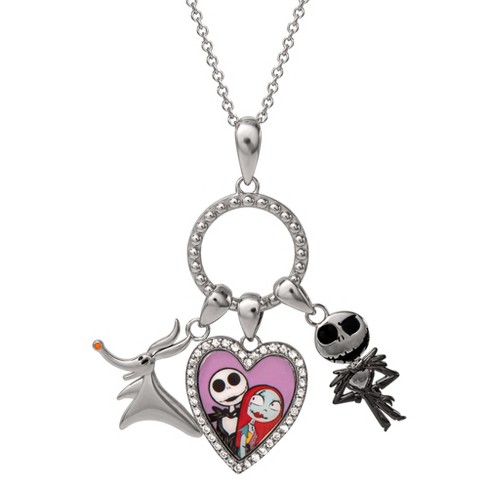 Disney The Nightmare Before Christmas Womens Jack and Sally Pendant  Necklace with Charms