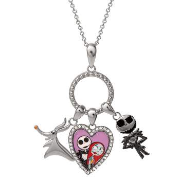 Disney The Nightmare Before Christmas Womens Jack and Sally Pendant Necklace with Charms 